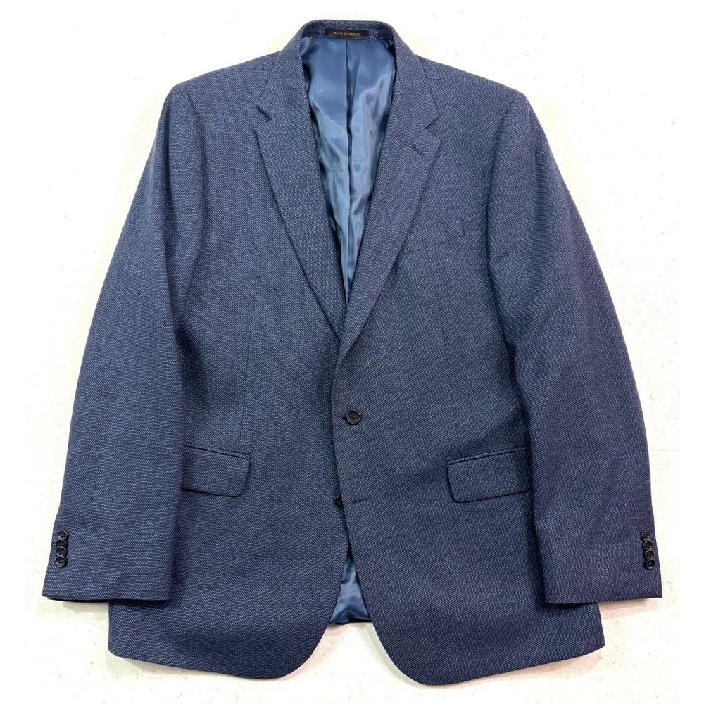 Jos A Bank 46L Blue Tollegno Italian Fabric Blazer Jacket Sport Suit Coat Wool